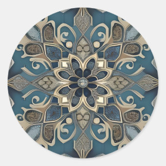 in blue classic round sticker