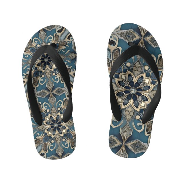 in blue kid's flip flops (Footbed)