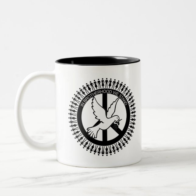 IN BROTHERHOOD WE STAND Two-Tone COFFEE MUG (Left)