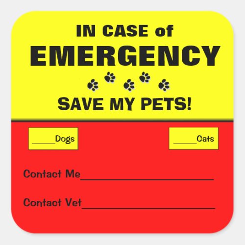 In Case of Emergency Alert Rescue Pet Stickers