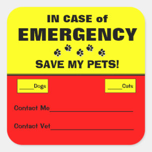 In Case of Emergency Alert Rescue Pet Stickers