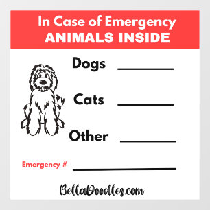 In Case of Emergency- Animals Inside Window Cling