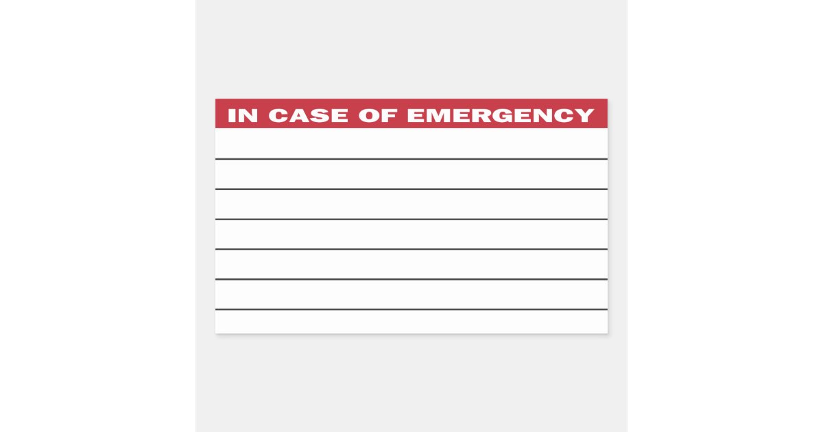 In Case of Emergency Information Sticker Zazzle