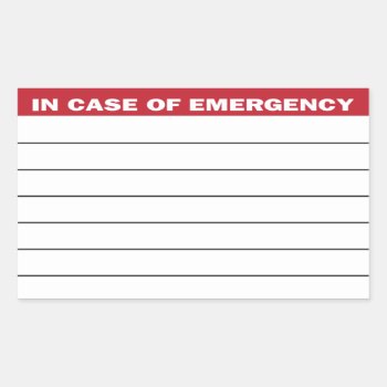 In Case Of Emergency Information Sticker by SayWhatYouLike at Zazzle