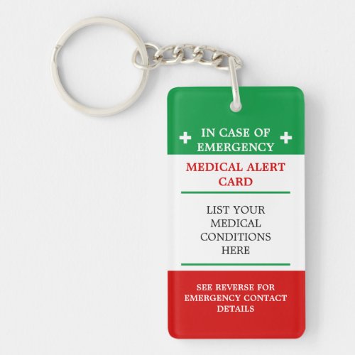 In case of emergency medical condition ICE card Keychain
