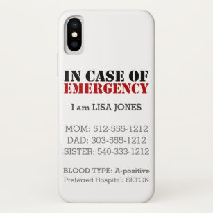 In Case of Emergency Phone Case w/ Blood Type