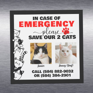 In Case of Emergency Save 2 Cats With Custom Photo Car Magnet