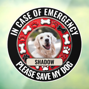 In Case of Emergency Save My Dog Window Cling