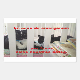 In case of emergency save our cat rectangular sticker