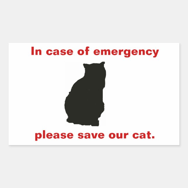 In case of emergency save our cat rectangular sticker (Front)