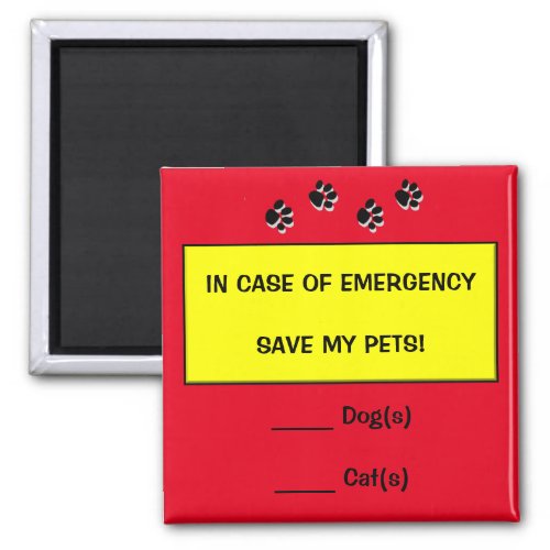 In Case of Emergency Save Pet Rescue Magnet
