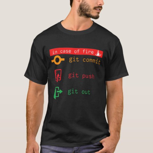 In Case Of Fire Git Commit Git Push Git Out T_Shirt