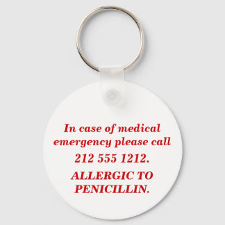 In case of medical emergency keychain
