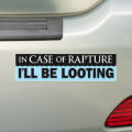 In Case Of Rapture Bumper Sticker | Zazzle