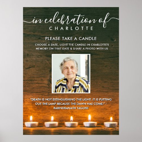 In Celebration Tea Light Candles  Wood Funeral Poster