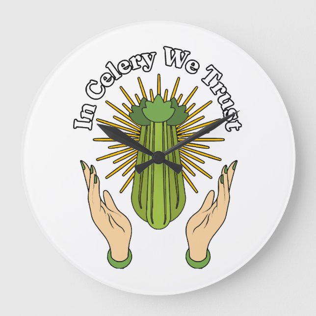 In Celery We Trust - Celery Juice Lover Funny Cele Large Clock (Front)