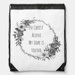 In Christ Alone Drawstring Bag