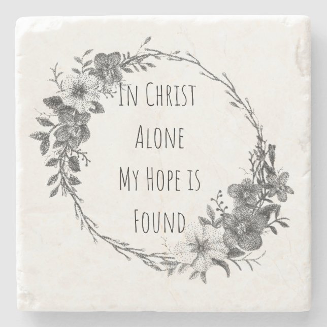 In Christ Alone Keepsake Jewelry Box Stone Coaster (Front)