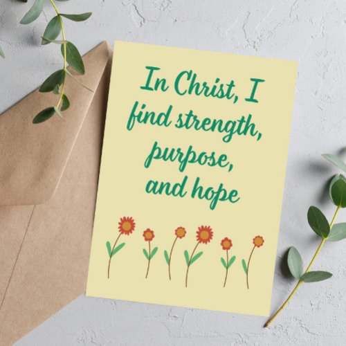 In Christ I Find Strength Christian Affirmation Holiday Card