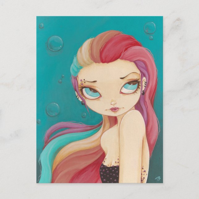 In Color - fairy mermaid punk rainbow post card (Front)