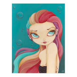 In Color - fairy mermaid punk rainbow post card
