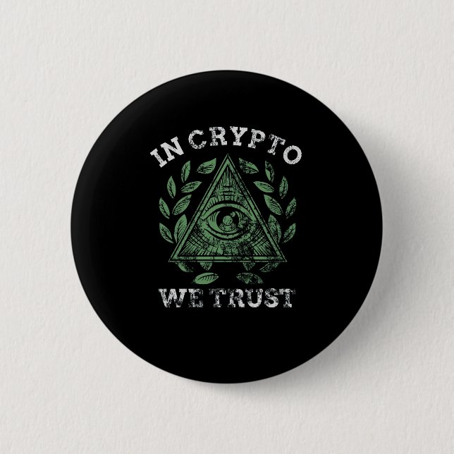 In Crypto We Trust Bitcoin Cryptocurrency Button (Front)