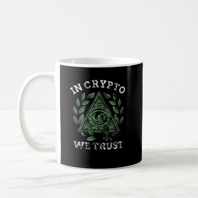 In Crypto We Trust Bitcoin Cryptocurrency Coffee Mug (Left)