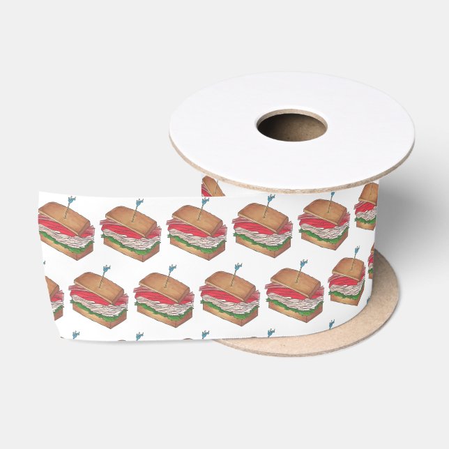 In Da Club Turkey Club Sandwich Funny Foodie Diner Satin Ribbon (Spool)