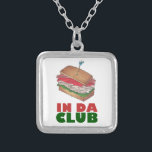In Da Club Turkey Club Sandwich Funny Foodie Diner Silver Plated Necklace<br><div class="desc">Features an original illustration of a turkey club sandwich,  with IN DA CLUB in a fun font. Great for your favorite foodie. Don't see what you're looking for? Need help with customization? Click "rebeccaheartsny" (upper right corner) then "contact this designer" to have something created just for you!</div>