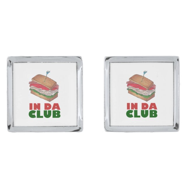 In Da Club Turkey Club Sandwich Funny Foodie Gift Cufflinks (Front)