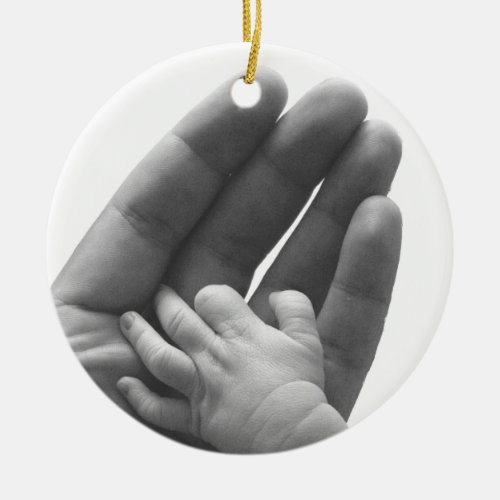 In Daddys Hand Ceramic Ornament