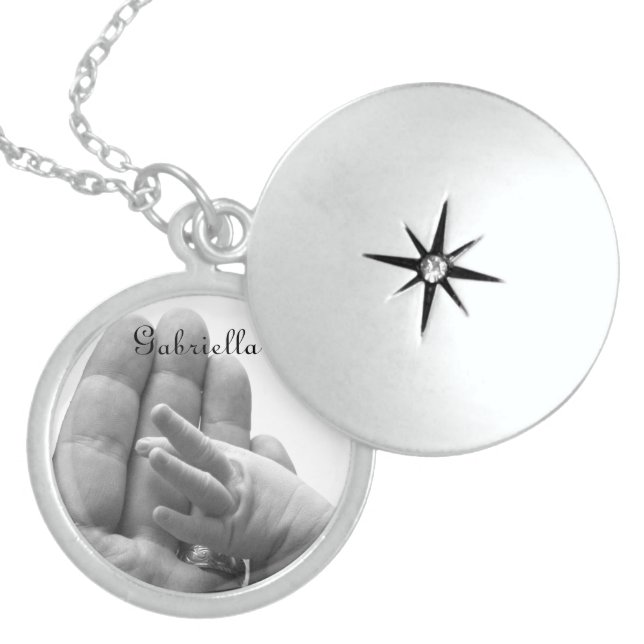 In Daddy's Hand - Personalized Locket Necklace (Front)
