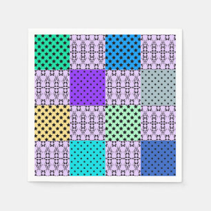 In dark multi-colored tones, retro geometric napkins