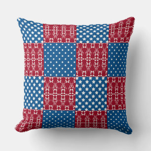 In dark multi-colored tones, retro geometric throw pillow