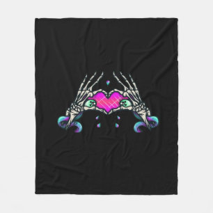 In Death Skeleton Heart Hands Classic Style Fleece Blanket