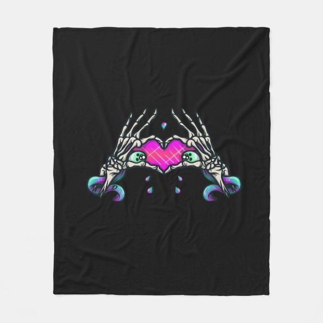 In Death Skeleton Heart Hands Classic Style Fleece Blanket (Front)