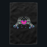 In Death - Skeleton Heart Hands Garden Flag<br><div class="desc">An “In Death” skeleton hands heart edition. Dark,  romantic,  and timeless.</div>