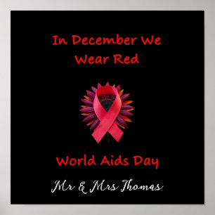In December We Wear Red Unite for World AIDS Day  Poster
