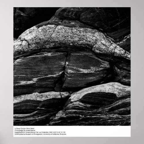 In Deep Canyon Rock Detail by Ansel Adams Poster