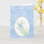 In Deepest Sympathy Beautiful Blue  Dragonfly Card (Yellow Flower)