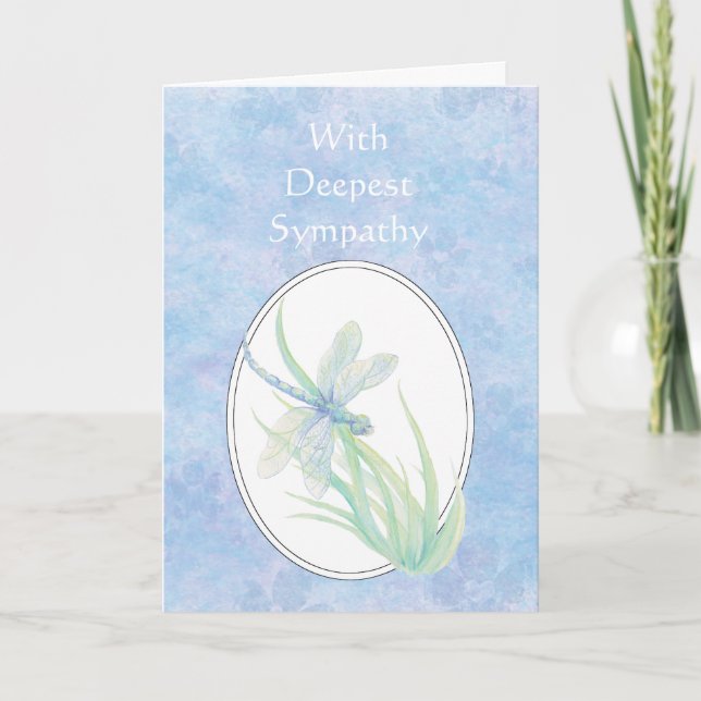 In Deepest Sympathy Beautiful Blue  Dragonfly Card (Front)