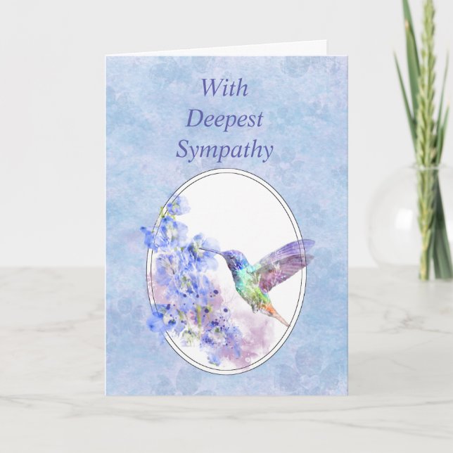 In Deepest Sympathy Beautiful Hummingbird Bird Card (Front)