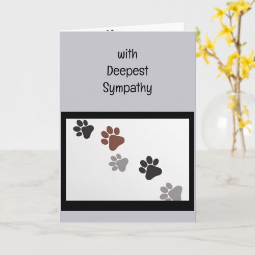 In Deepest Sympathy Cat Dog Animal Loss Paw Prints Card