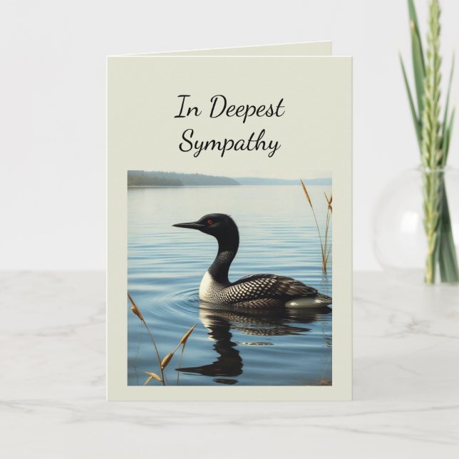 In Deepest Sympathy Common Loon Bird Nature Art Card (Front)