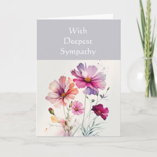 In Deepest Sympathy Garden Flower Cosmos  Card