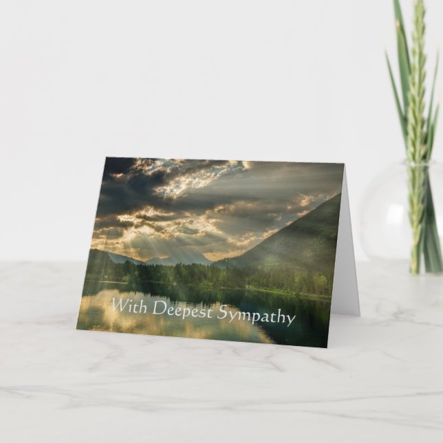 In Deepest Sympathy Lake Mountain Sun Breaking Card (Front)