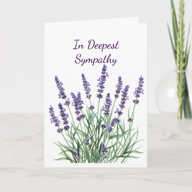 In Deepest Sympathy Lavender Purple Garden Flower Card (Front)
