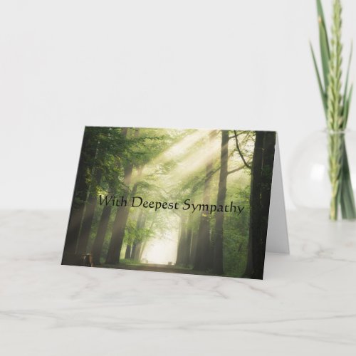 In Deepest Sympathy Light Breaking Forest Trees Card