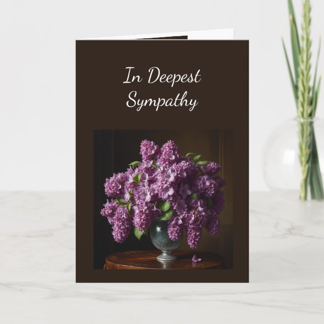 In Deepest Sympathy Lilac Garden Flowers Card (Front)