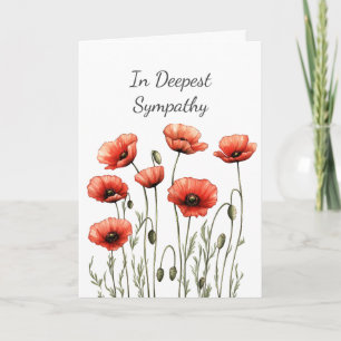 In Deepest Sympathy Red Poppy Garden Flower Card